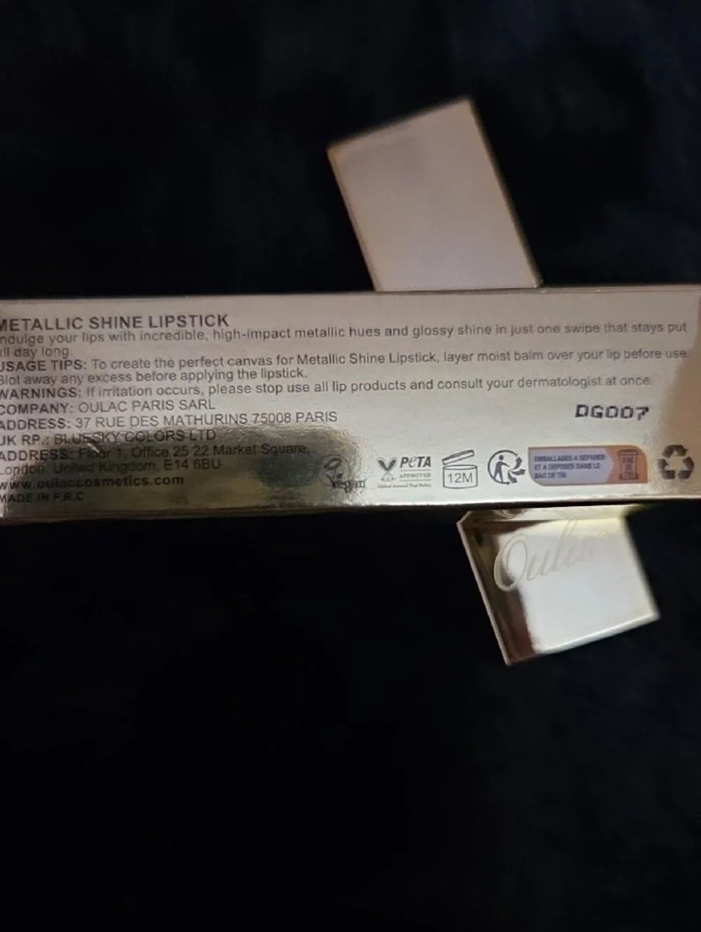 Oulac- Metallic Shine Lipstick - Gold Case, 06, Nemo Go Home NWOT